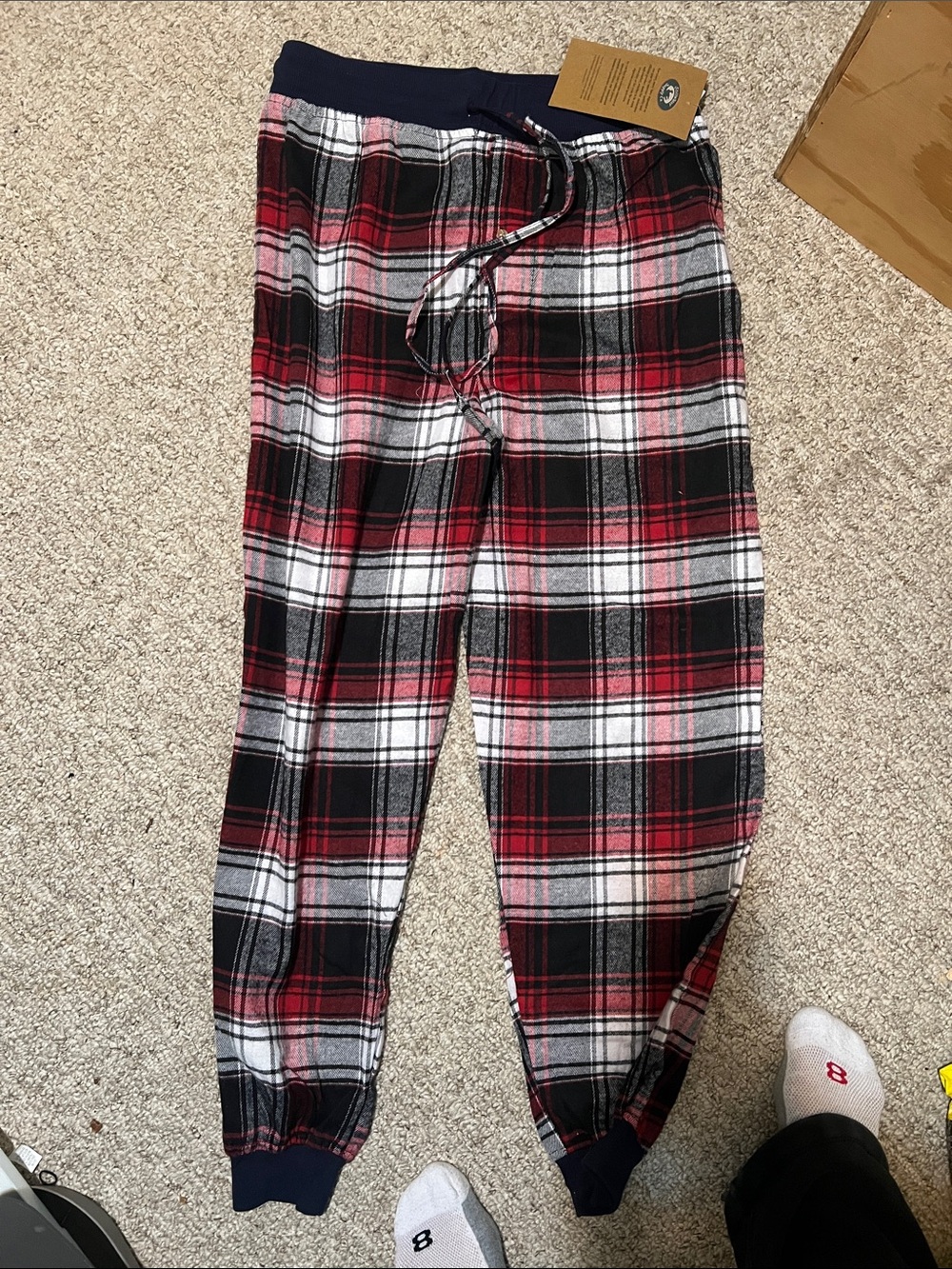Plaid Flannel Jogger Sweatpants in Red/Black - Comfortable Men's Lounge Pants